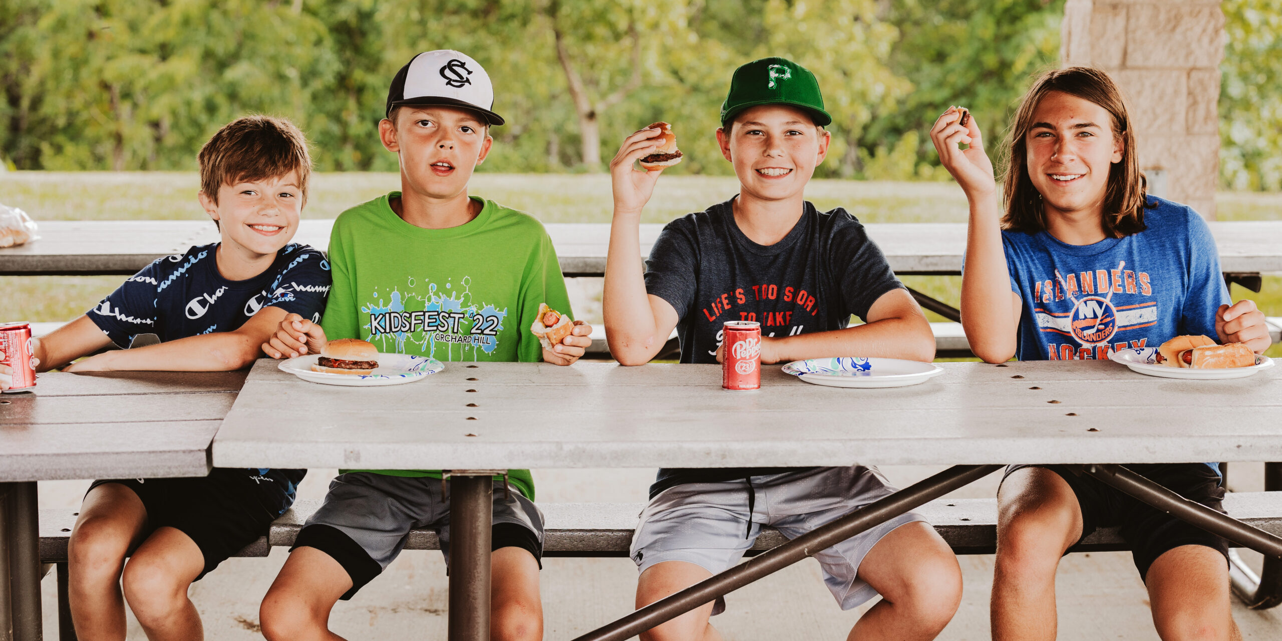 North Way Student boys enjoying a picnic at a Student Ministry event